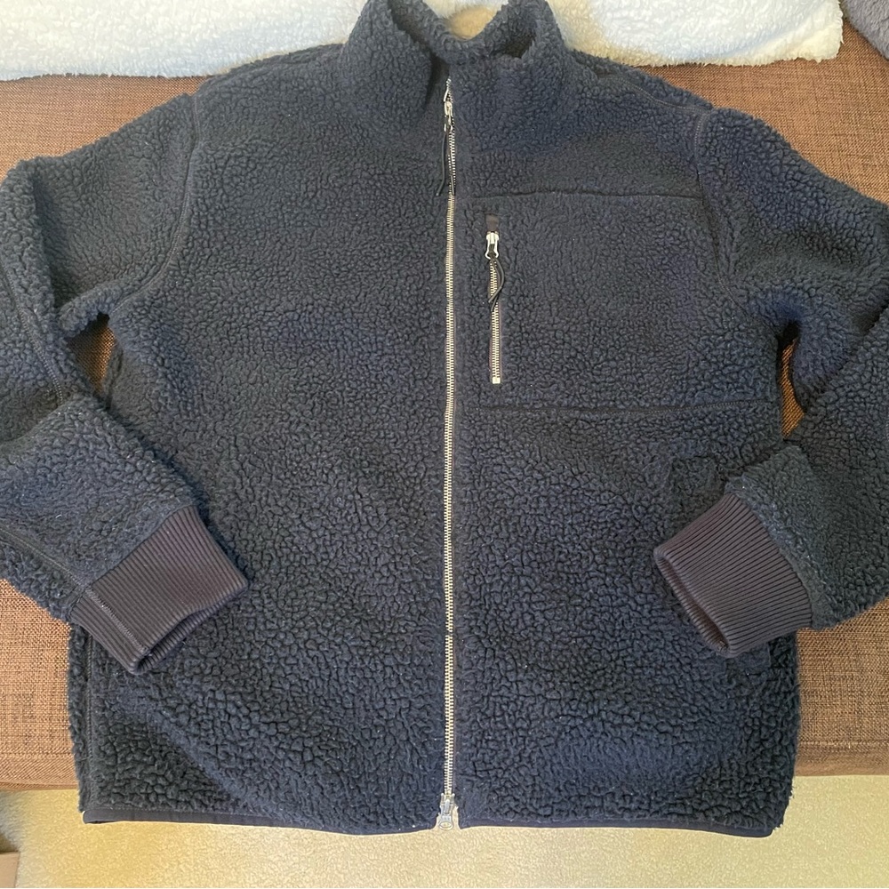 Alex Mill Navy Blue Deep Pile Full Zip Shaggy Fleece Mid Layer Jacket Medium